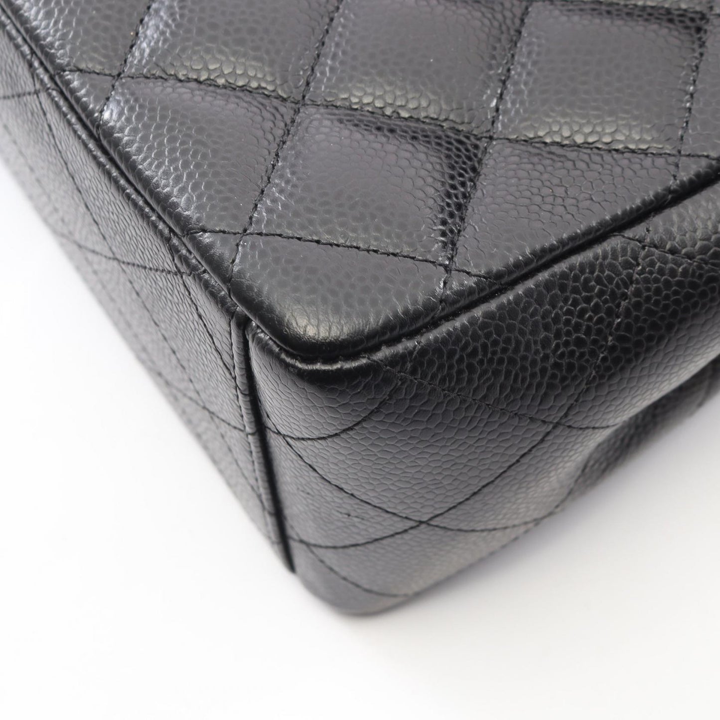 デカマトラッセ シングルフラップ Wチェーンショルダーバッグ キャビアスキン ブラック ゴールド金具 シャネル バッグ CHANEL