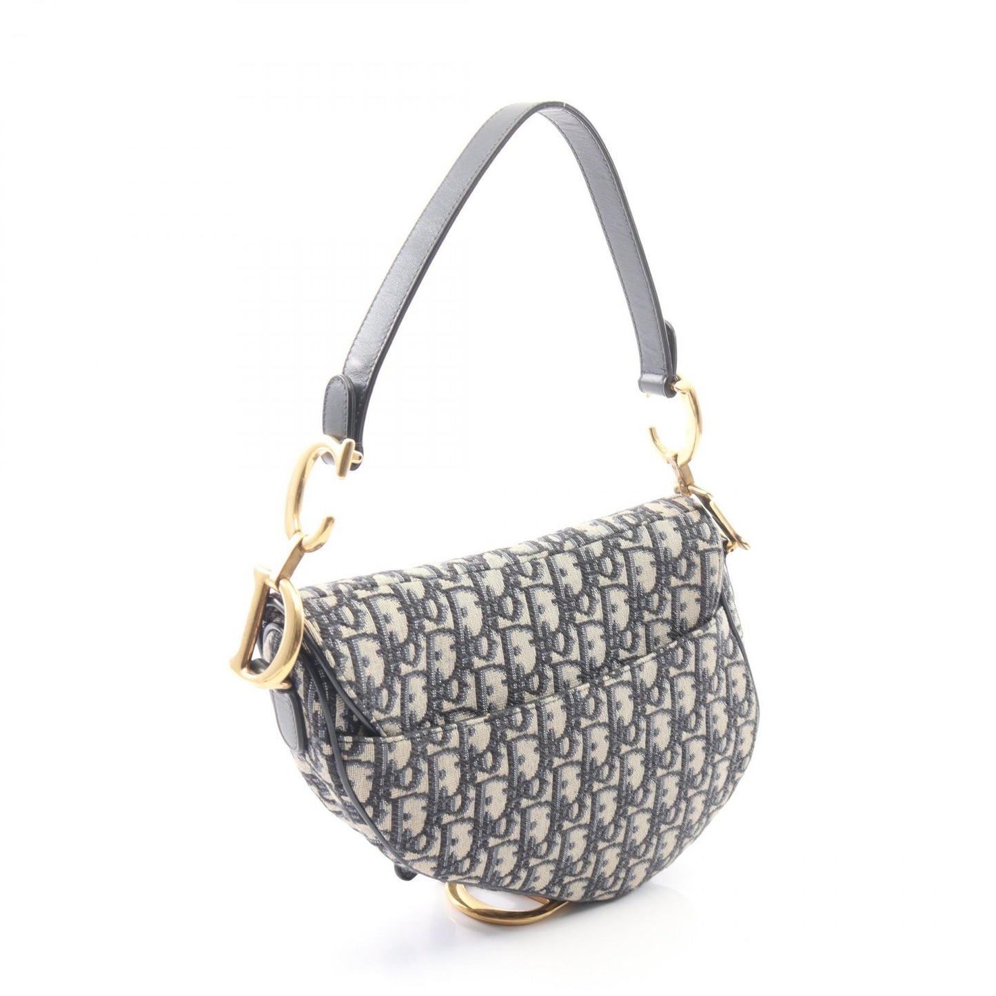 サドルバッグ オブリークジャカード 2WAY ハンドバッグ キャンバス レザー ベージュ ネイビー クリスチャンディオール バッグ Christian Dior