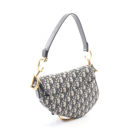 サドルバッグ オブリークジャカード 2WAY ハンドバッグ キャンバス レザー ベージュ ネイビー クリスチャンディオール バッグ Christian Dior