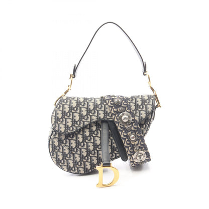サドルバッグ オブリークジャカード 2WAY ハンドバッグ キャンバス レザー ベージュ ネイビー クリスチャンディオール バッグ Christian Dior