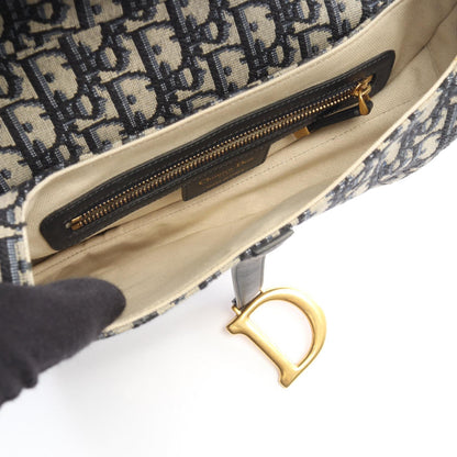 サドルバッグ オブリークジャカード 2WAY ハンドバッグ キャンバス レザー ベージュ ネイビー クリスチャンディオール バッグ Christian Dior