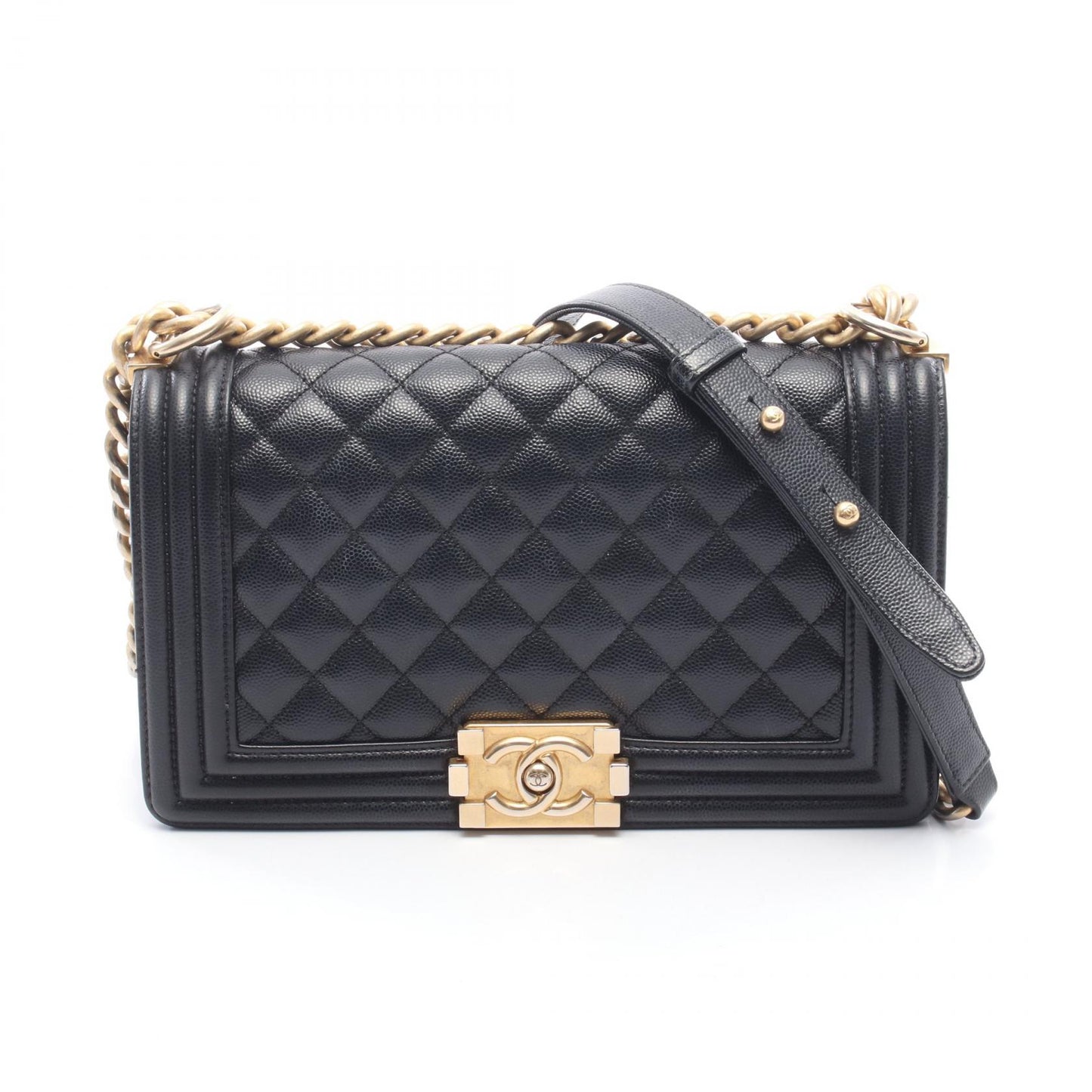 ボーイシャネル チェーンショルダーバッグ キャビアスキン ブラック ゴールド金具 シャネル バッグ CHANEL