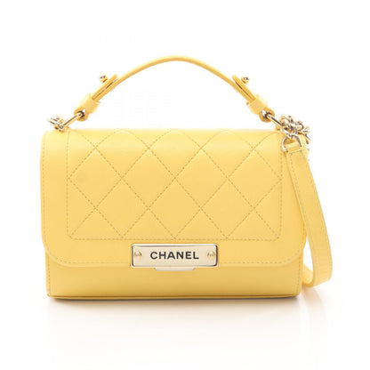 マトラッセ 2WAY チェーンショルダーバッグ レザー イエロー ゴールド金具 シャネル バッグ CHANEL
