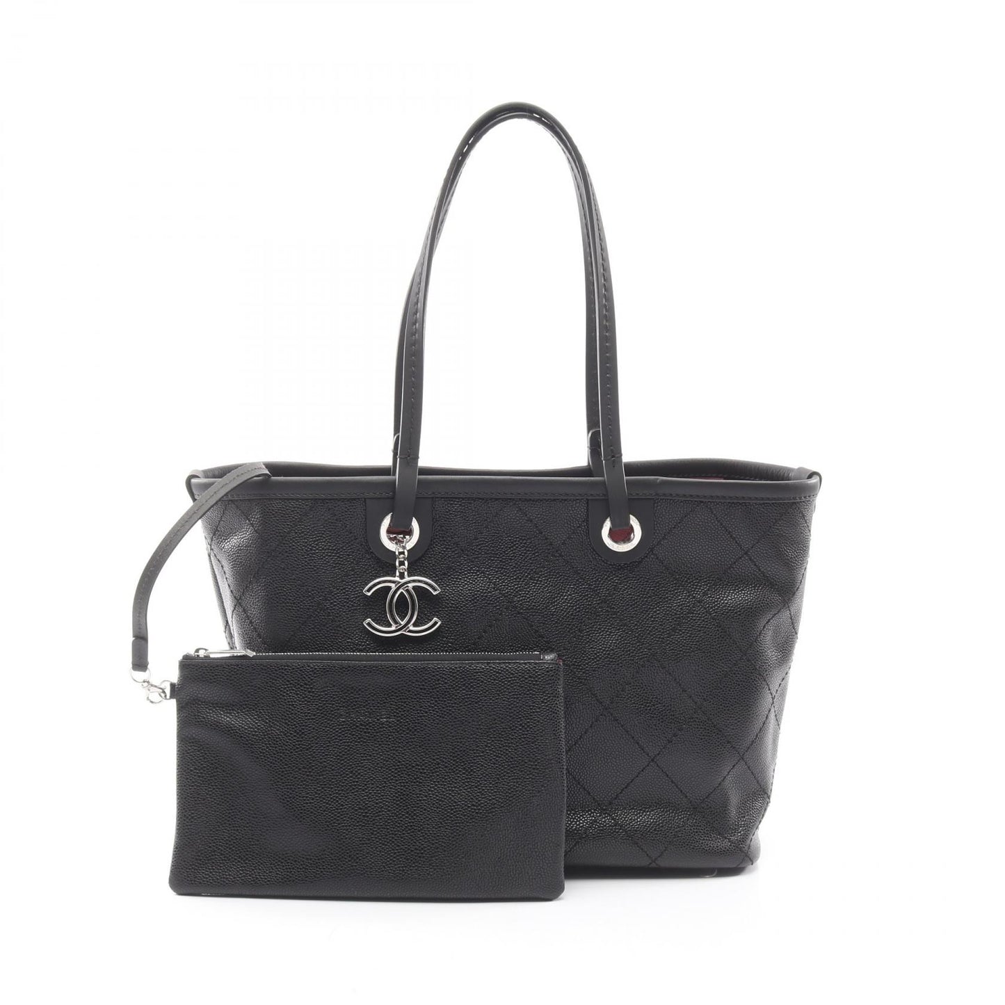 オンザロード ワイルドステッチ ショルダーバッグ トートバッグ キャビアスキン ブラック シルバー金具 シャネル バッグ CHANEL