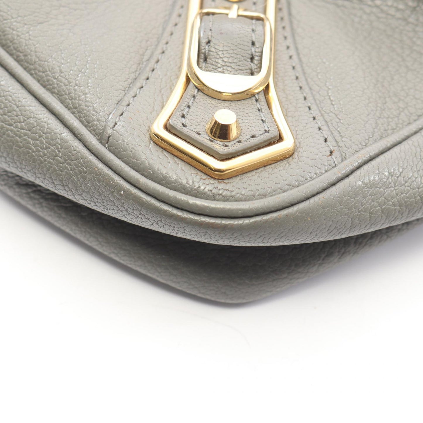 メタリック エッジ ショルダーバッグ レザー グレー バレンシアガ バッグ BALENCIAGA