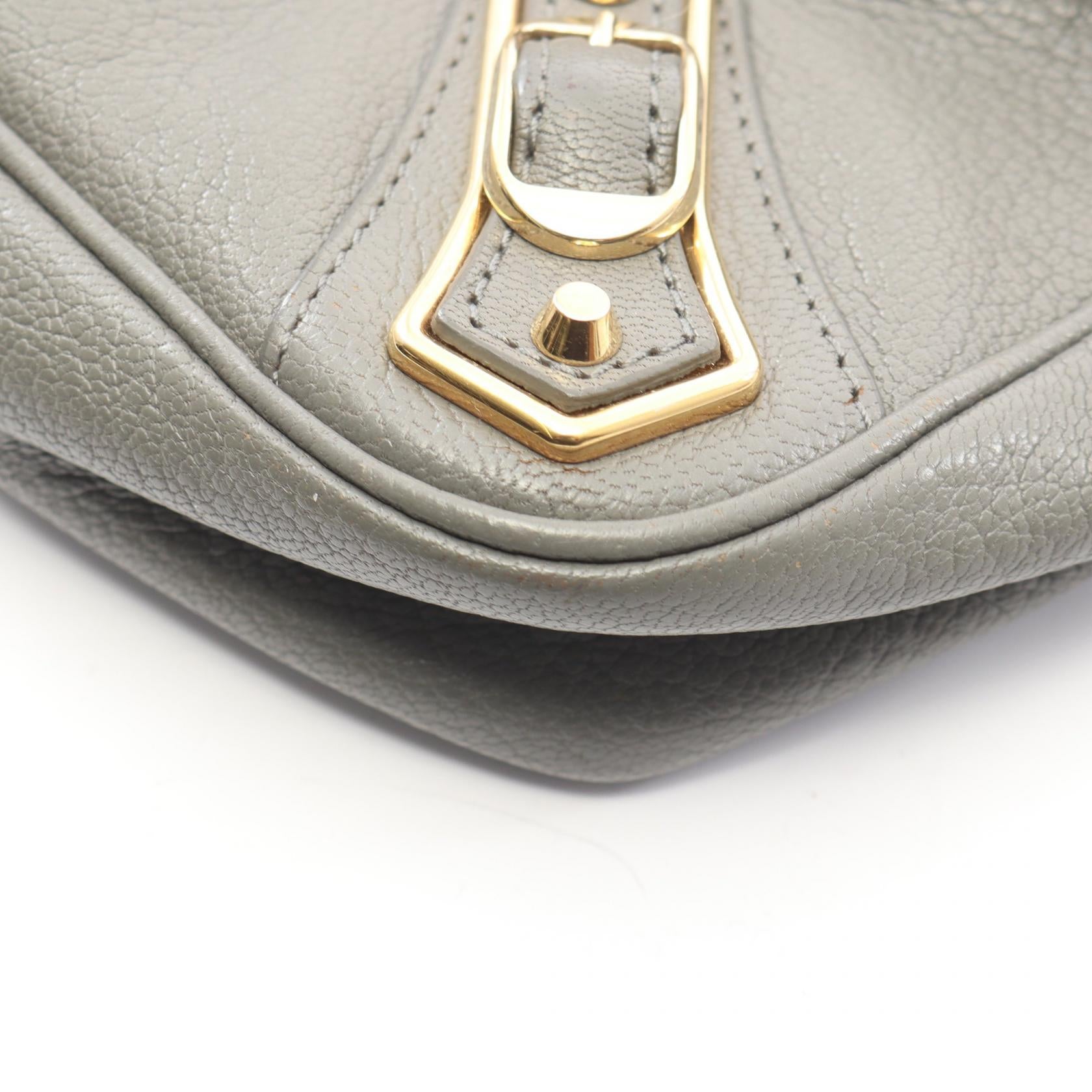 メタリック エッジ ショルダーバッグ レザー グレー バレンシアガ バッグ BALENCIAGA