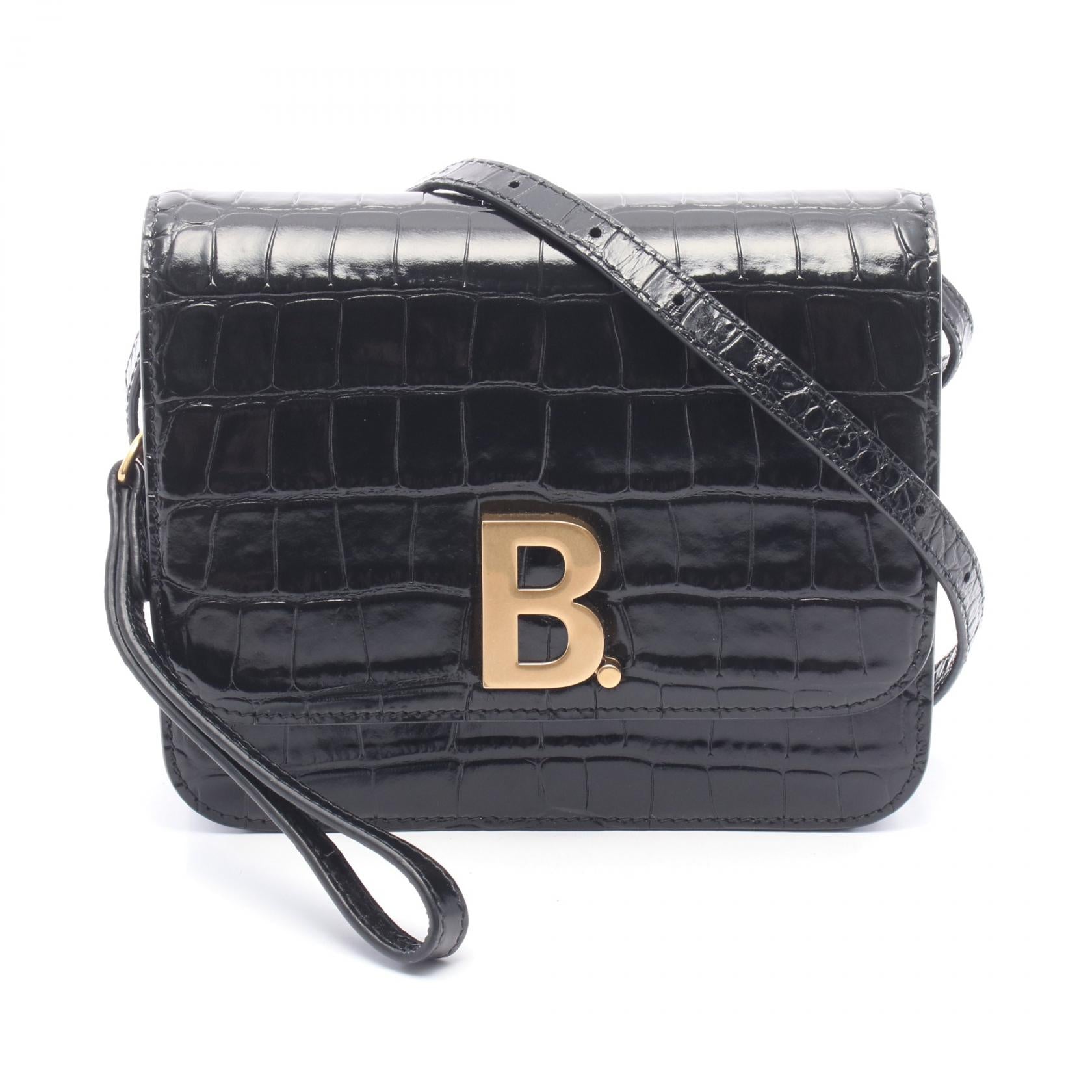 ビードット クロコ型押し ショルダーバッグ レザー ブラック バレンシアガ バッグ BALENCIAGA