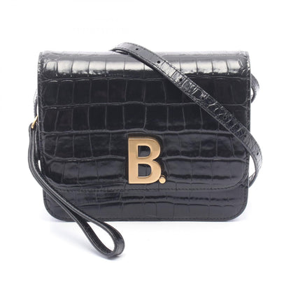 ビードット クロコ型押し ショルダーバッグ レザー ブラック バレンシアガ バッグ BALENCIAGA