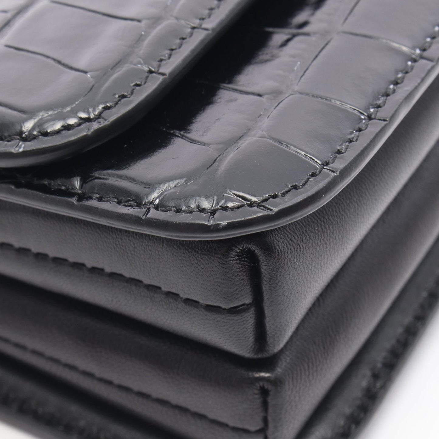 ビードット クロコ型押し ショルダーバッグ レザー ブラック バレンシアガ バッグ BALENCIAGA