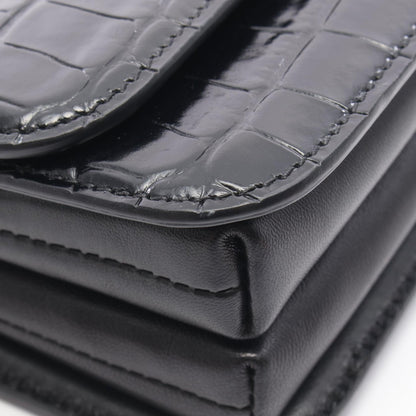 ビードット クロコ型押し ショルダーバッグ レザー ブラック バレンシアガ バッグ BALENCIAGA