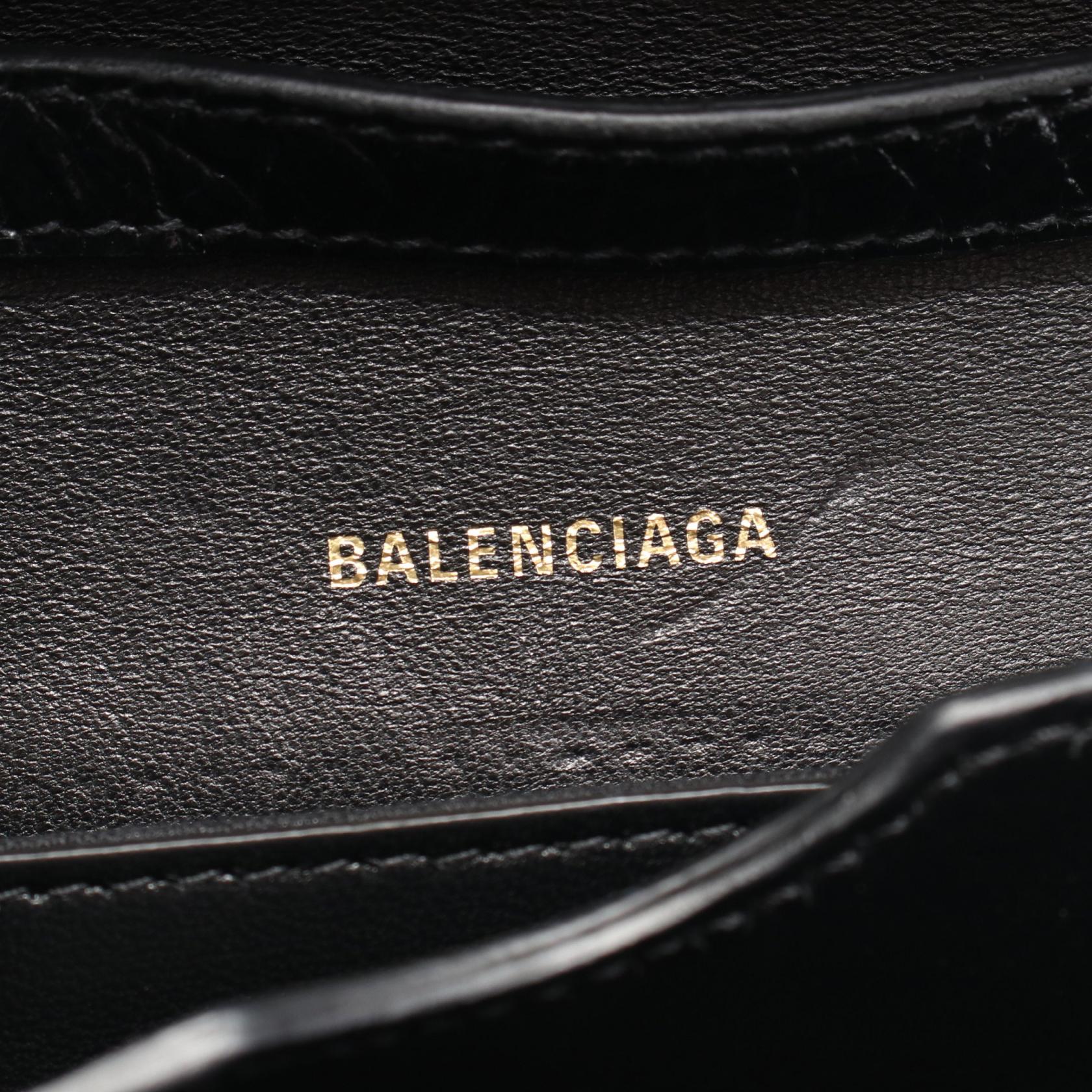 ビードット クロコ型押し ショルダーバッグ レザー ブラック バレンシアガ バッグ BALENCIAGA