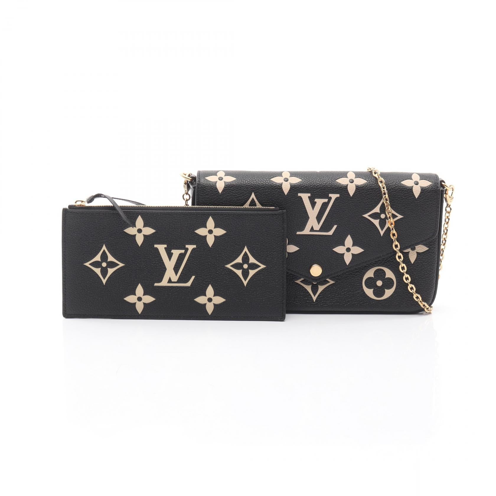 ポシェット フェリシー バイカラーモノグラムアンプラント チェーンウォレット レザー ブラック ベージュ ルイヴィトン バッグ LOUIS VUITTON