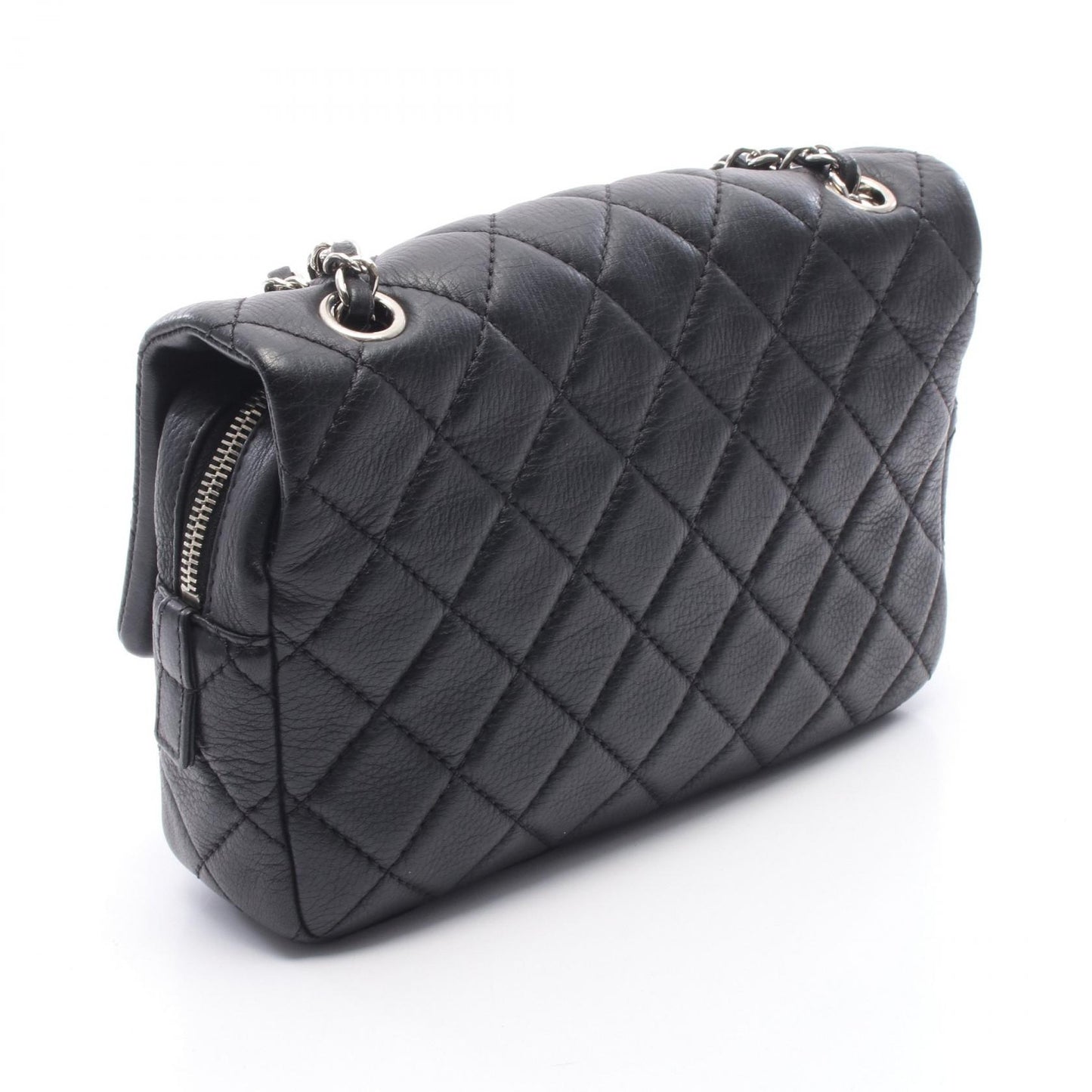 マトラッセ チェーンショルダー チェーンショルダーバッグ レザー ブラック シルバー金具 シャネル バッグ CHANEL