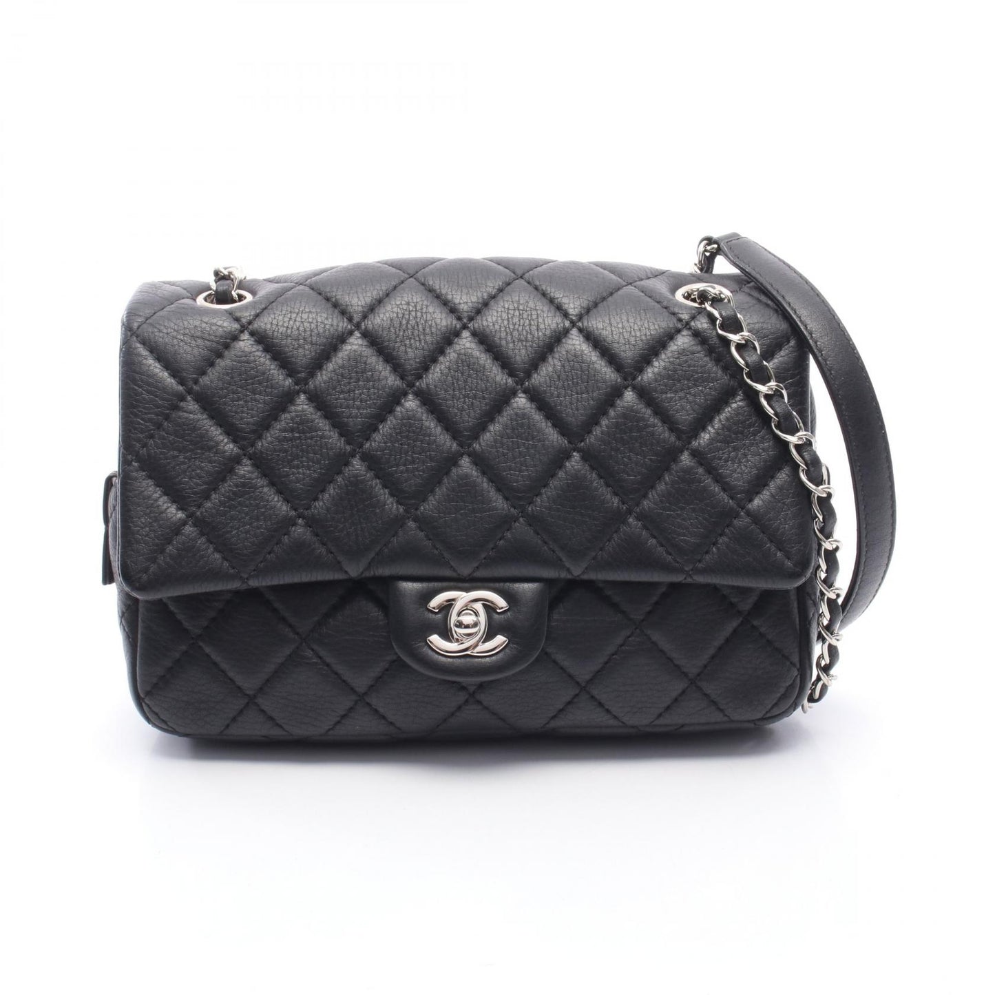 マトラッセ チェーンショルダー チェーンショルダーバッグ レザー ブラック シルバー金具 シャネル バッグ CHANEL