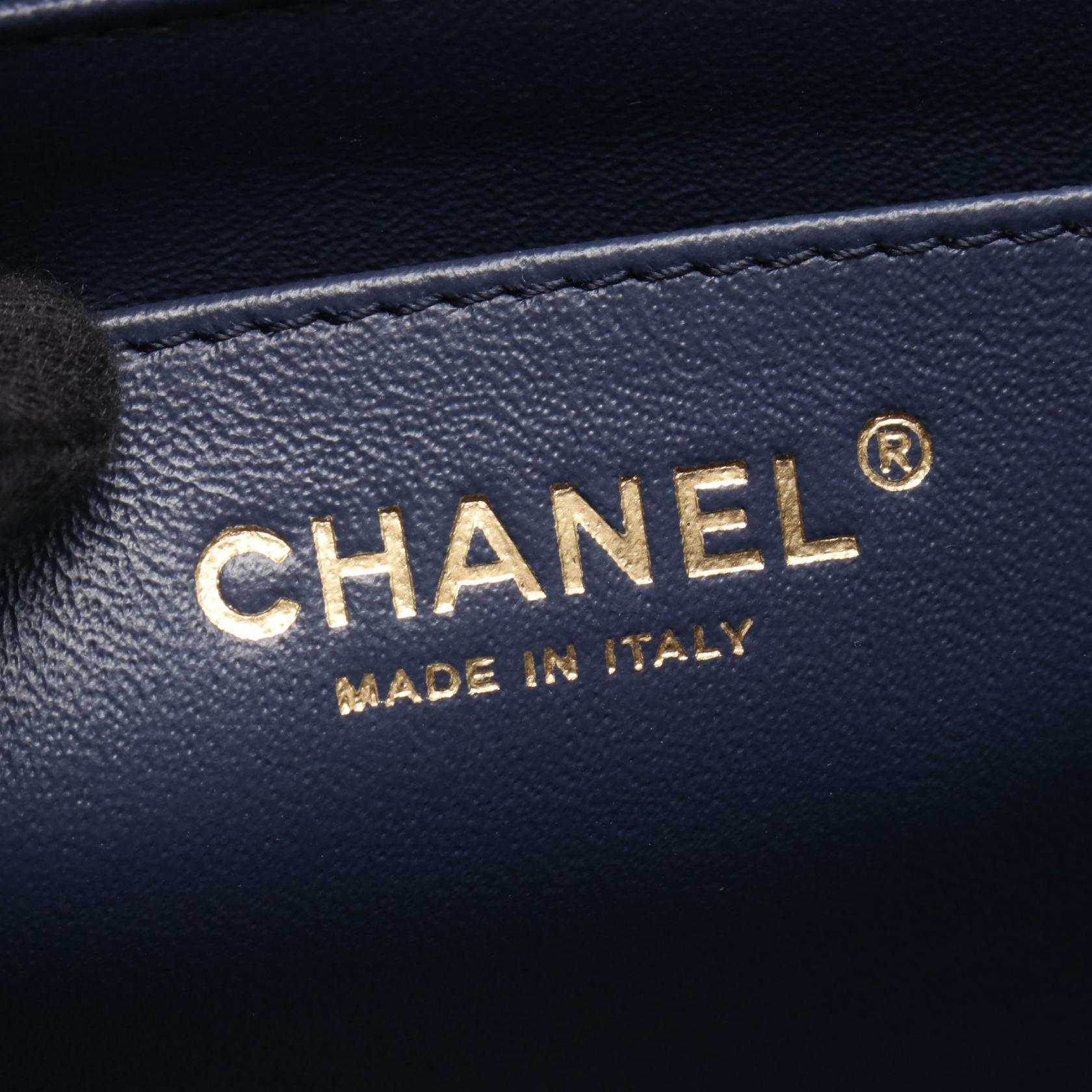 マトラッセ シングルフラップ チェーンショルダーバッグ キャビアスキン ネイビー ゴールド金具 シャネル バッグ CHANEL
