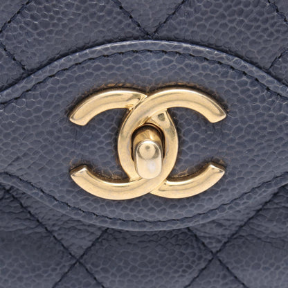 マトラッセ シングルフラップ チェーンショルダーバッグ キャビアスキン ネイビー ゴールド金具 シャネル バッグ CHANEL