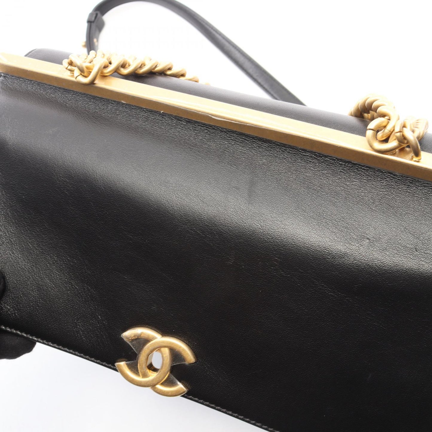 マトラッセ 2WAY チェーンショルダーバッグ ラムスキン ブラック ゴールド金具 シャネル バッグ CHANEL