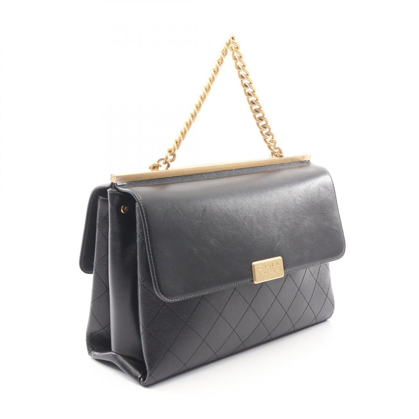 マトラッセ 2WAY チェーンショルダーバッグ ラムスキン ブラック ゴールド金具 シャネル バッグ CHANEL