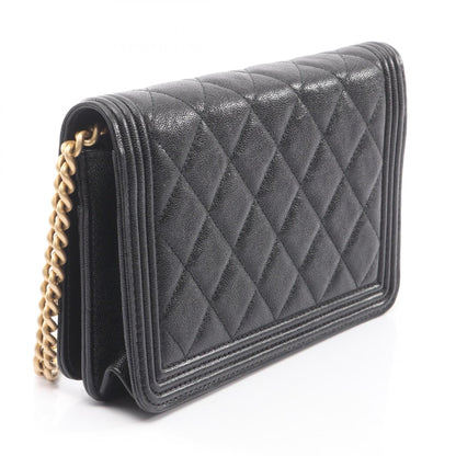 ボーイシャネル マトラッセ チェーンウォレット キャビアスキン ブラック ゴールド金具 シャネル バッグ CHANEL