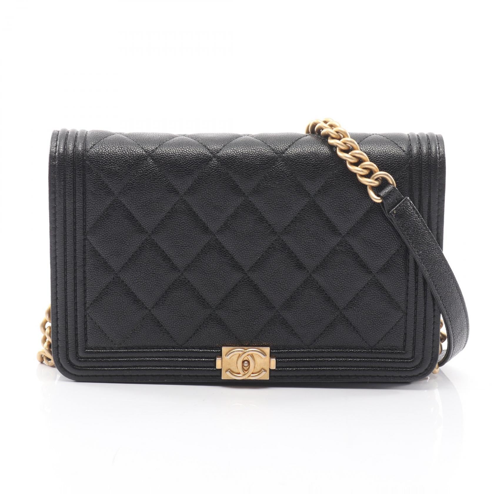 ボーイシャネル マトラッセ チェーンウォレット キャビアスキン ブラック ゴールド金具 シャネル バッグ CHANEL