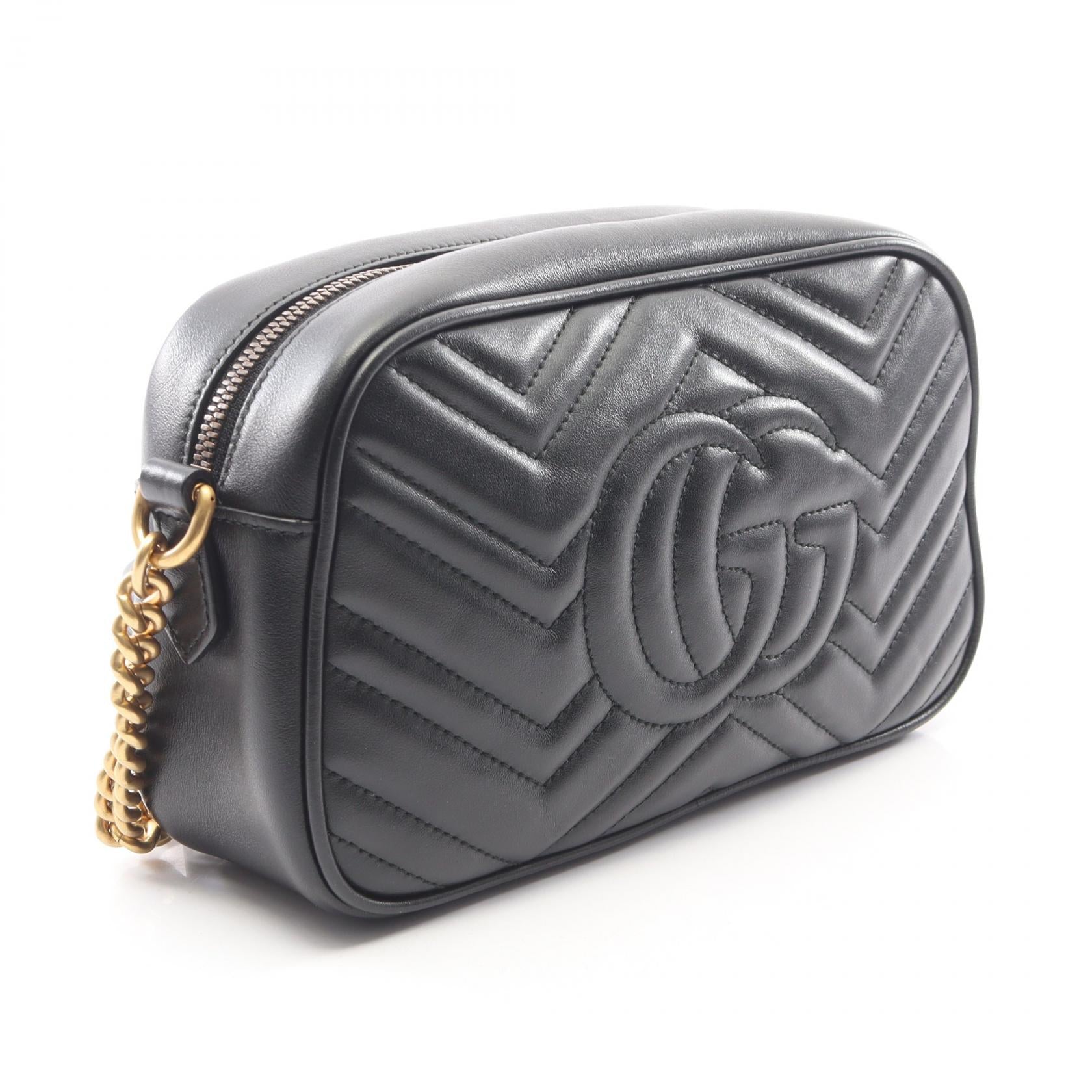GGマーモント チェーンショルダーバッグ レザー ブラック グッチ バッグ GUCCI