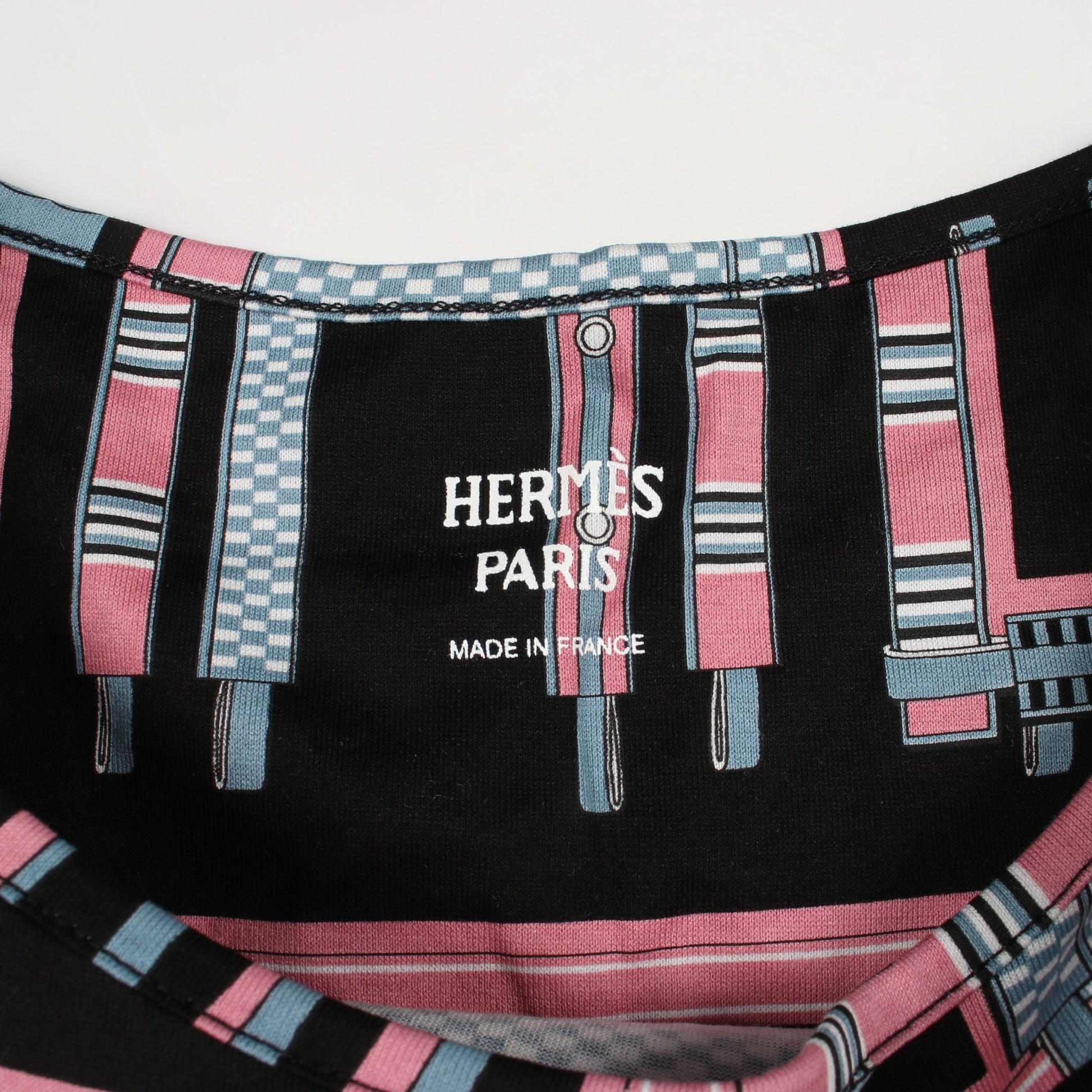 LETTRES EQUESTRES 半袖 ワンピース コットン ブラック ブルー ピンク エルメス ワンピース HERMES