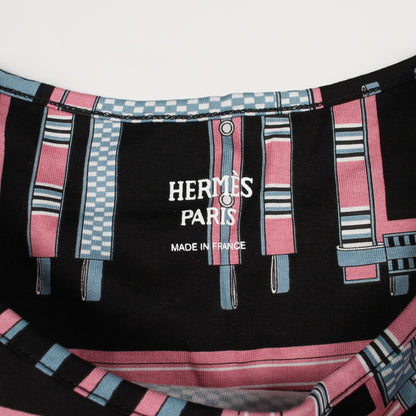 LETTRES EQUESTRES 半袖 ワンピース コットン ブラック ブルー ピンク エルメス ワンピース HERMES