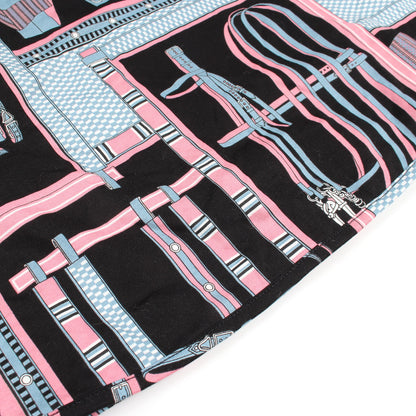 LETTRES EQUESTRES 半袖 ワンピース コットン ブラック ブルー ピンク エルメス ワンピース HERMES