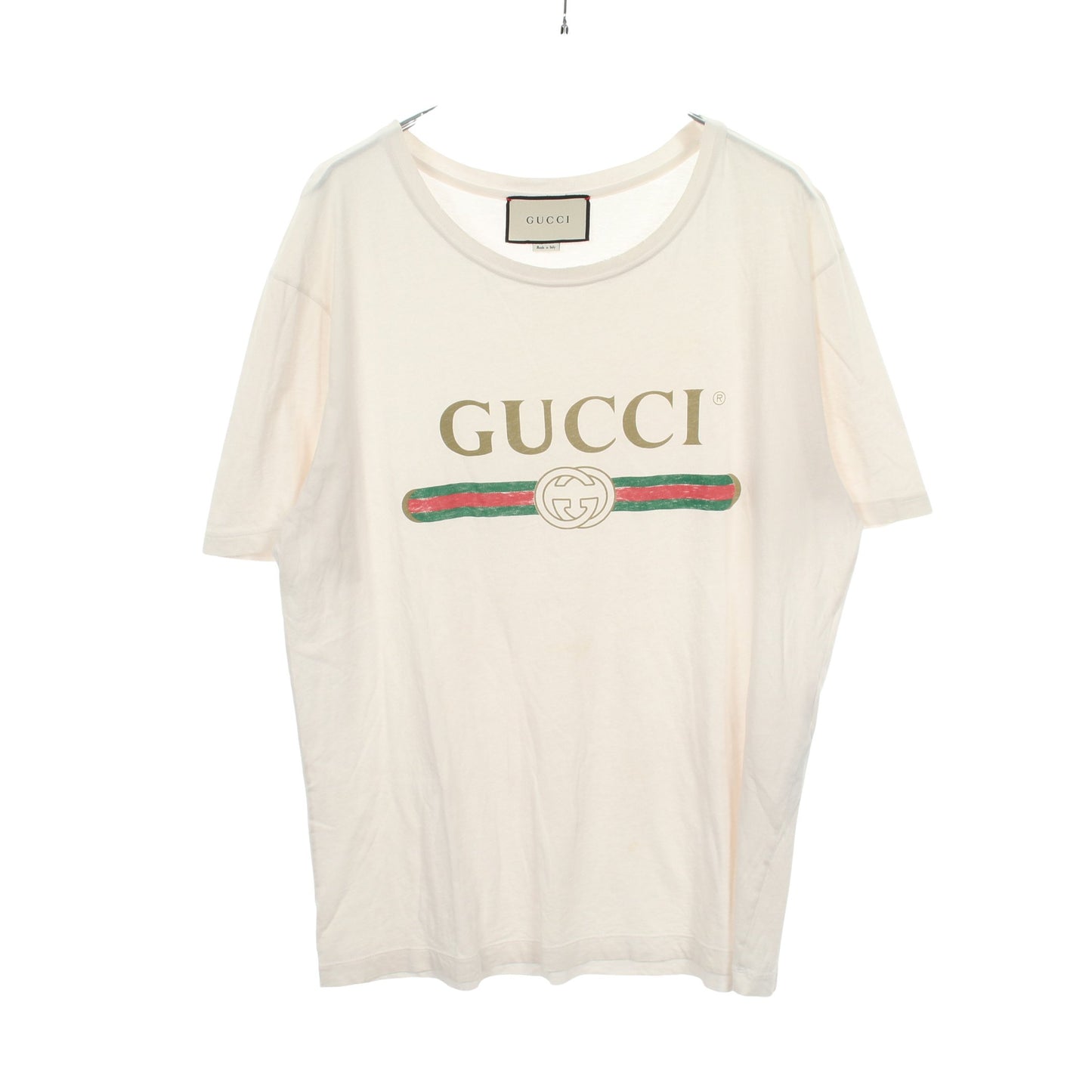 GUCCI ロゴ ウォッシュド ダメージ加工 Tシャツ カットソー コットン ホワイト マルチカラー グッチ トップス GUCCI