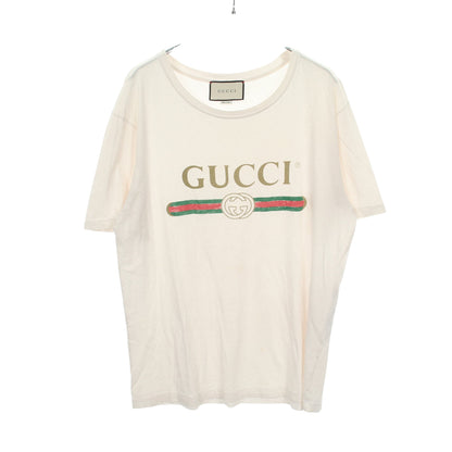 GUCCI ロゴ ウォッシュド ダメージ加工 Tシャツ カットソー コットン ホワイト マルチカラー グッチ トップス GUCCI