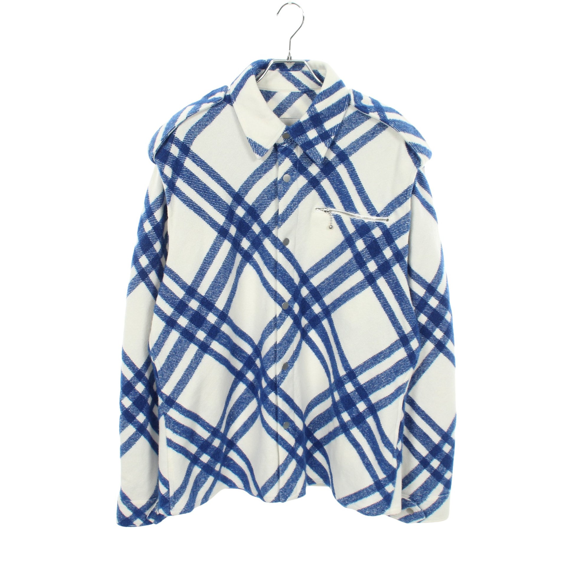 チェック シャツ ジャケット ウール ホワイト ブルー バーバリー アウター BURBERRY