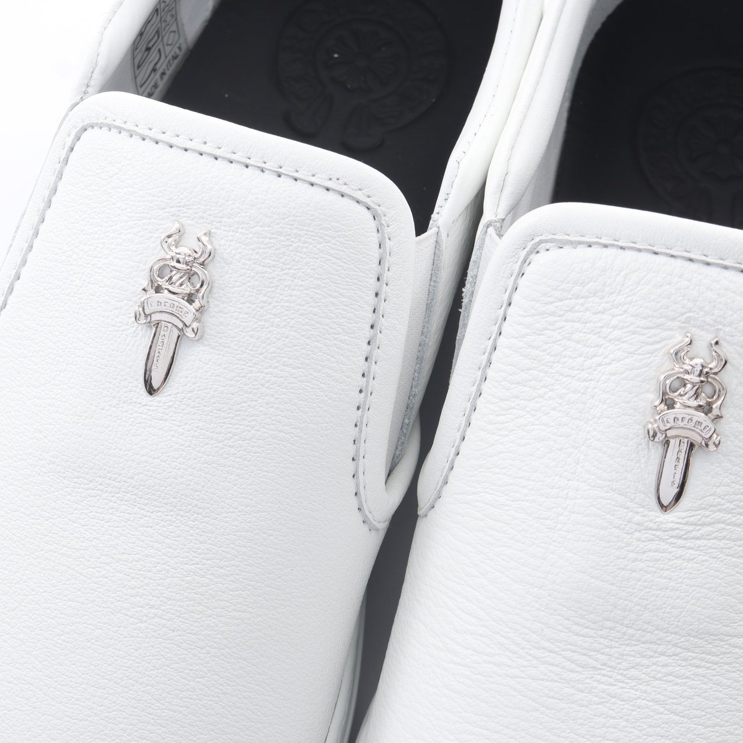 CHプラスパッチ ダガー スリッポン スニーカー レザー ホワイト クロムハーツ シューズ Chrome Hearts