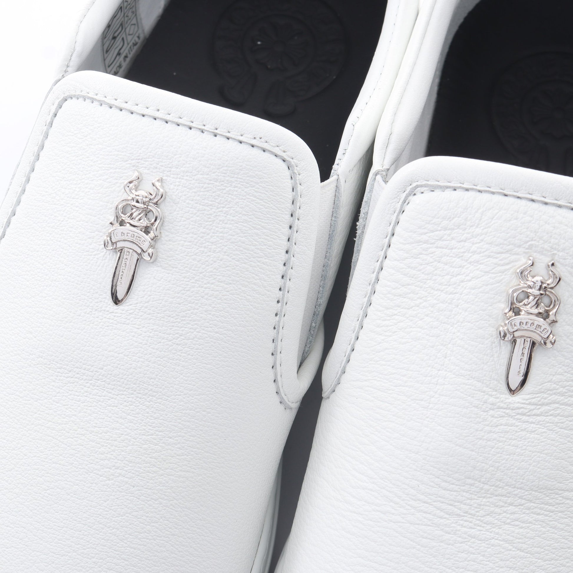 CHプラスパッチ ダガー スリッポン スニーカー レザー ホワイト クロムハーツ シューズ Chrome Hearts