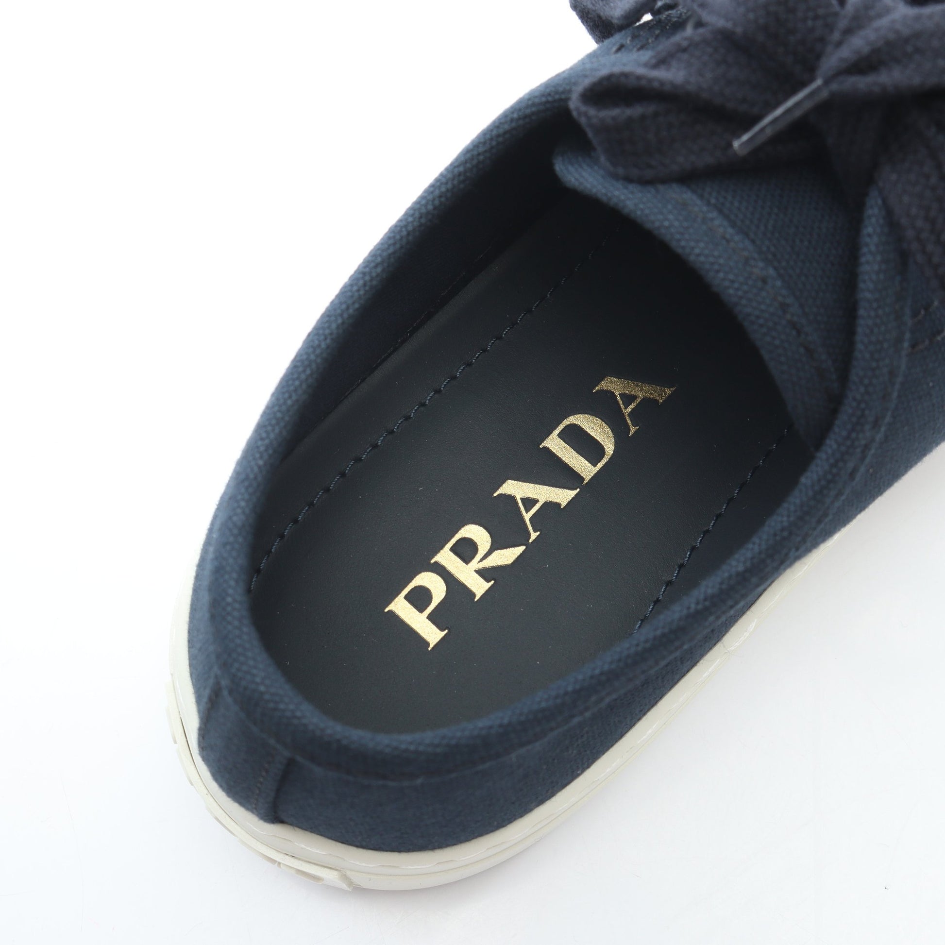トライアングルパッチ スニーカー キャンバス ネイビー プラダ シューズ PRADA