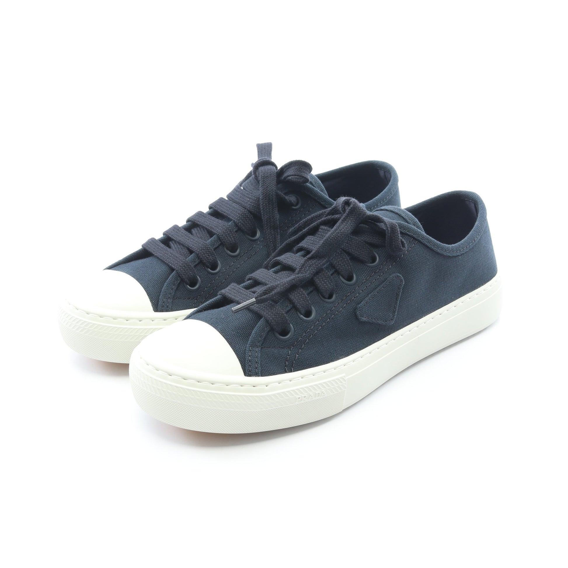 トライアングルパッチ スニーカー キャンバス ネイビー プラダ シューズ PRADA