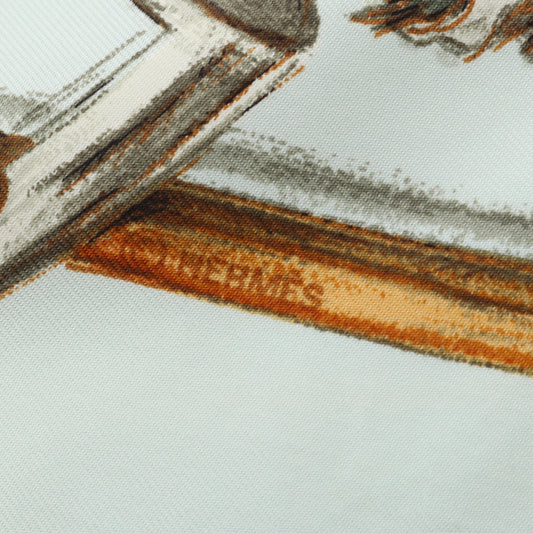 カレ90 A Propos de Bottes スカーフ シルク ライトブルー マルチカラー エルメス 財布・小物 HERMES