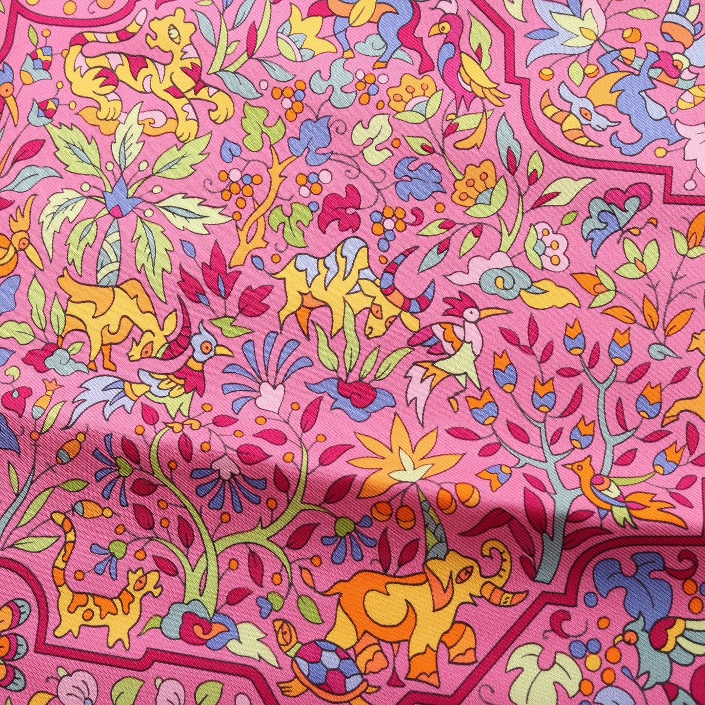 カレ90 LES JARDINS D'ARMENIE スカーフ シルク ピンクパープル マルチカラー エルメス