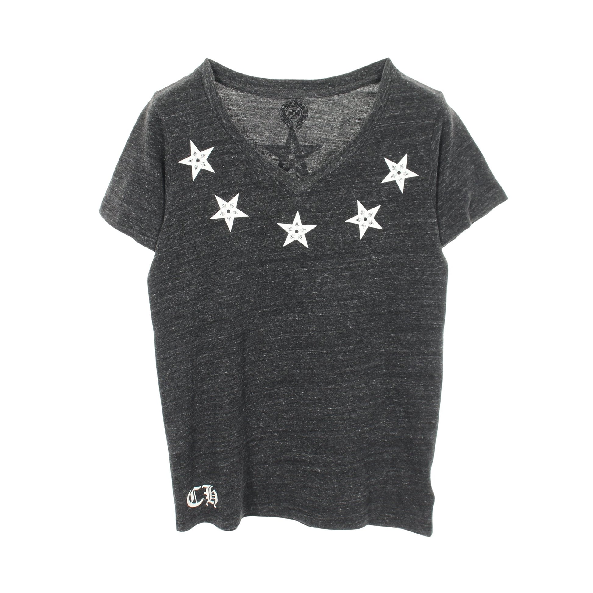 スタープリント Vネック 半袖Tシャツ コットン ダークグレー クロムハーツ トップス Chrome Hearts