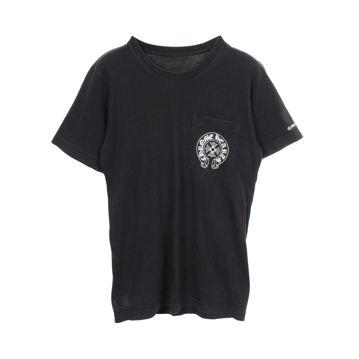 ホースシュー スクロールラベル 半袖Tシャツ コットン ブラック クロムハーツ トップス Chrome Hearts