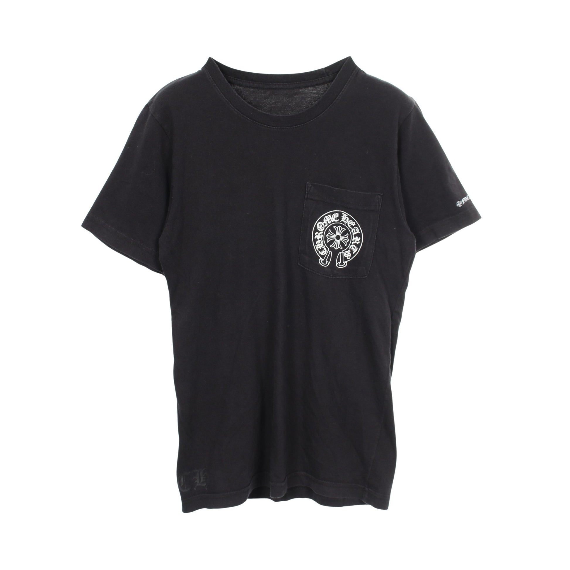 ホースシュー スクロールラベル 半袖Tシャツ コットン ブラック クロムハーツ トップス Chrome Hearts
