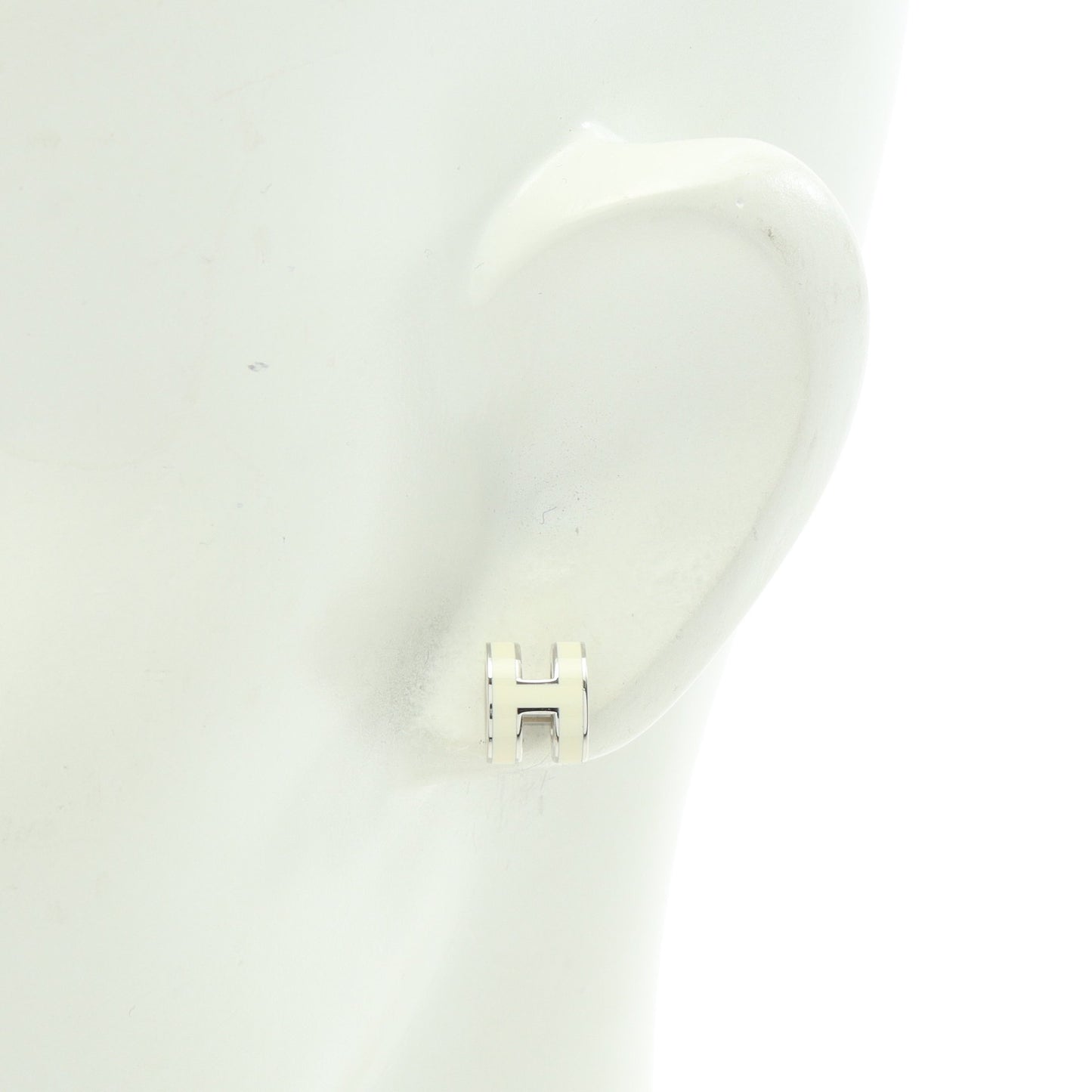 MINI POP H ミニポップアッシュ ピアス シルバー アイボリー エルメス アクセサリー HERMES