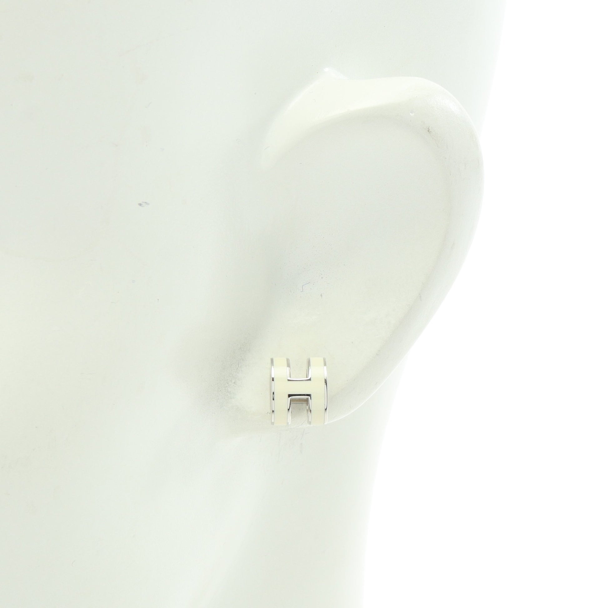 MINI POP H ミニポップアッシュ ピアス シルバー アイボリー エルメス アクセサリー HERMES