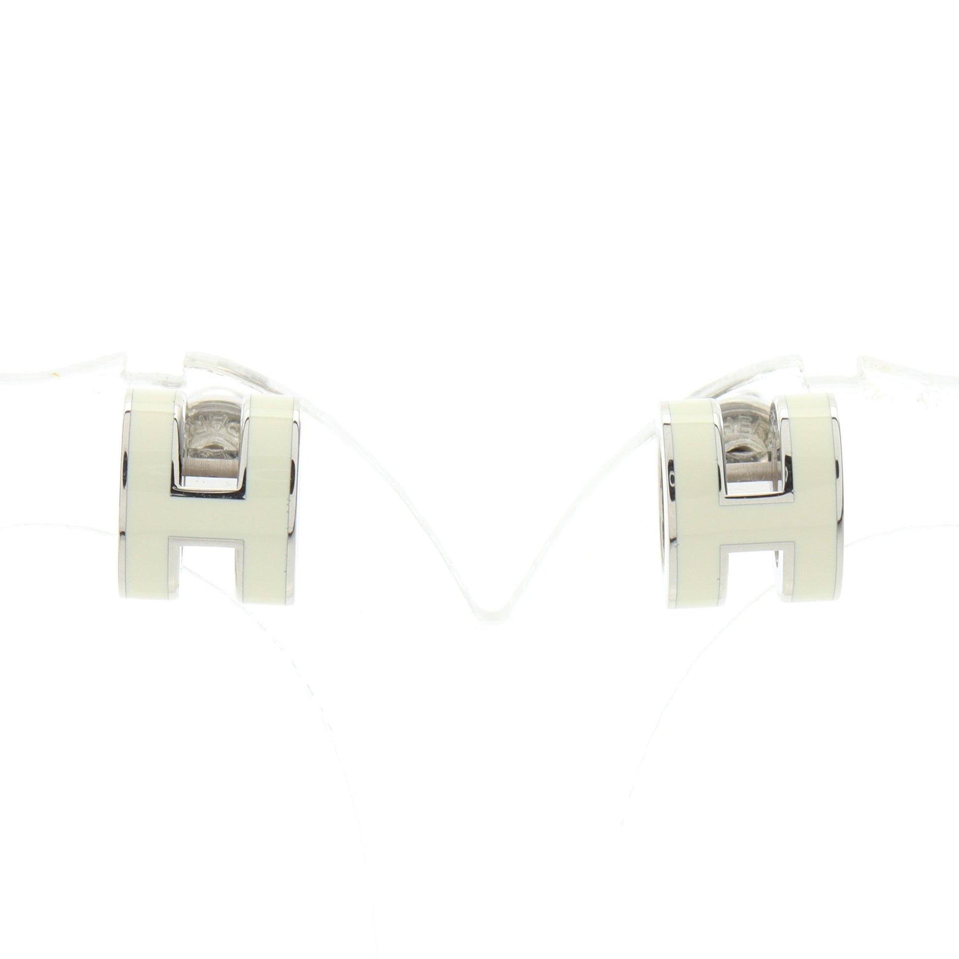 MINI POP H ミニポップアッシュ ピアス シルバー アイボリー エルメス アクセサリー HERMES