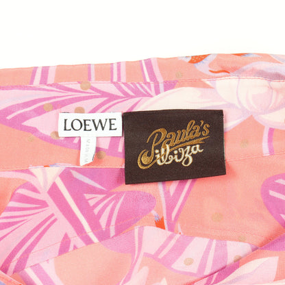 PAULA'S IBIZA 花柄 シャツワンピース シルク コーラルピンク パープル ロエベ