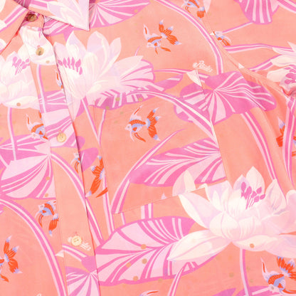 PAULA'S IBIZA 花柄 シャツワンピース シルク コーラルピンク パープル ロエベ