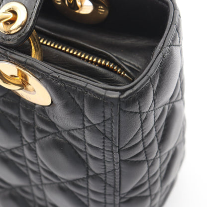 LADY DIOR レディディオール カナージュ 2WAY ハンドバッグ レザー ブラック クリスチャンディオール バッグ Christian Dior