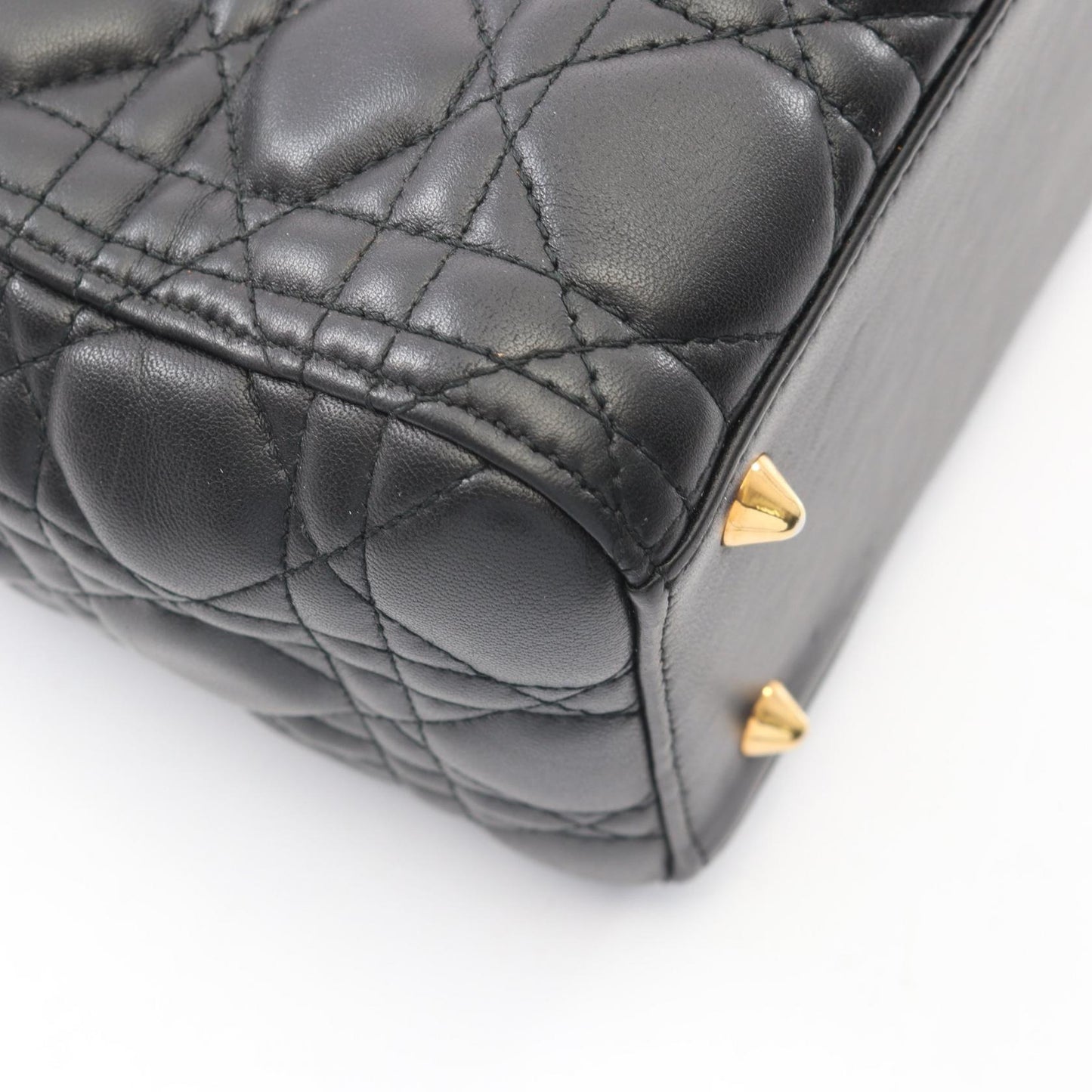 LADY DIOR レディディオール カナージュ 2WAY ハンドバッグ レザー ブラック クリスチャンディオール バッグ Christian Dior