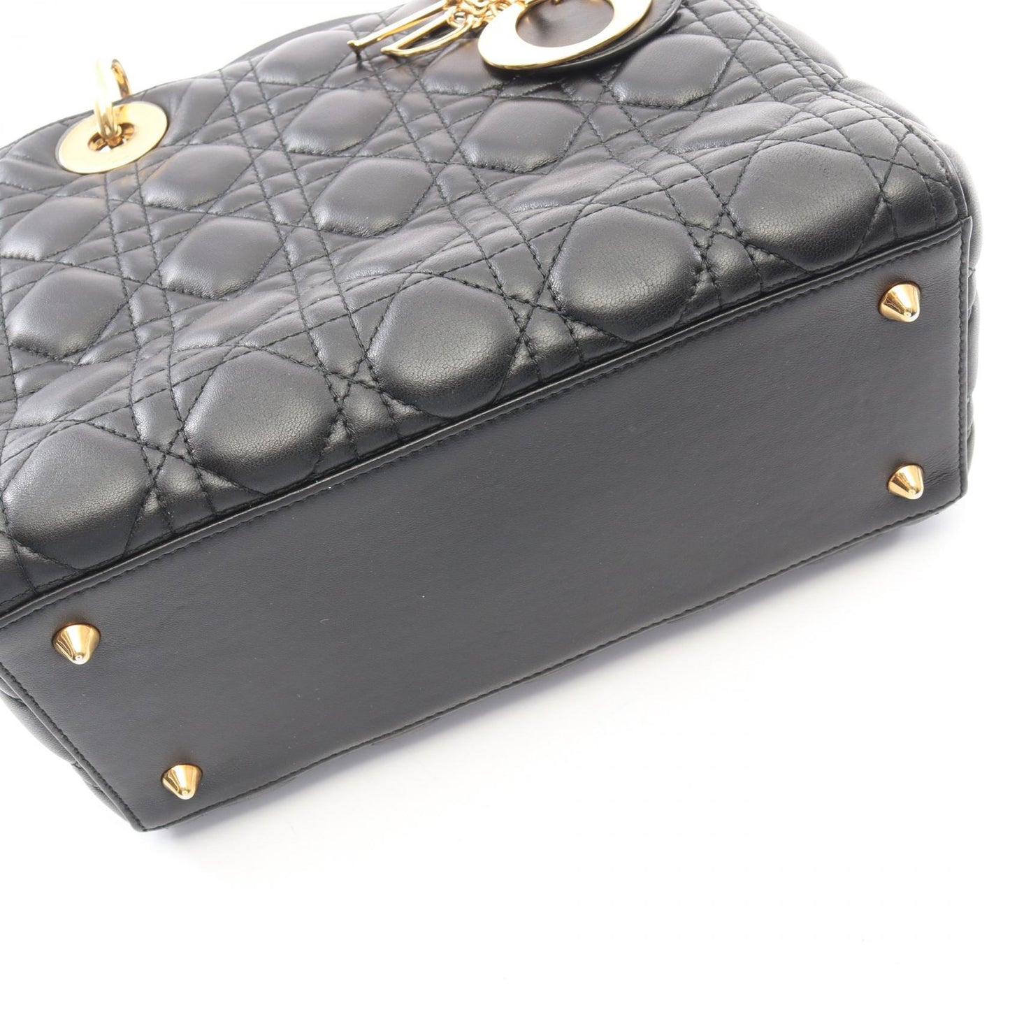 LADY DIOR レディディオール カナージュ 2WAY ハンドバッグ レザー ブラック クリスチャンディオール バッグ Christian Dior