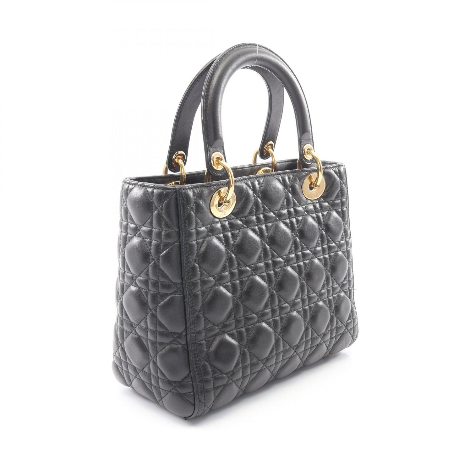 LADY DIOR レディディオール カナージュ 2WAY ハンドバッグ レザー ブラック クリスチャンディオール バッグ Christian Dior