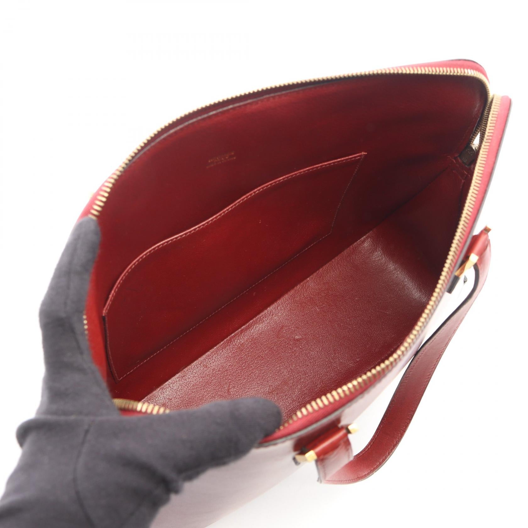 エスカパーダ ルージュアッシュ ハンドバッグ ボックスカーフ ボルドー ゴールド金具 □F刻印 エルメス バッグ HERMES